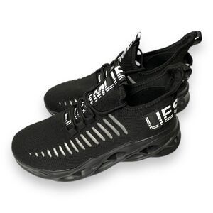 Black White Phantom Lines Graphic Lightweight Quick Lace Sock Sneakers NEW